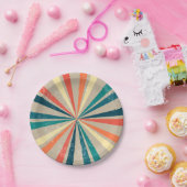 Farbenfrohe Retro-Regenbogen-Sonnenbrust Pappteller (Party)