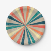 Farbenfrohe Retro-Regenbogen-Sonnenbrust Pappteller (Vorderseite)