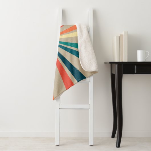 Farbenfrohe Retro-Regenbogen-Sonnenbrust Sherpadecke (Beispiel)