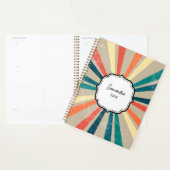 Farbenfrohe Retro-Regenbogen Sunburst Termin Buch Planer (Anzeige)