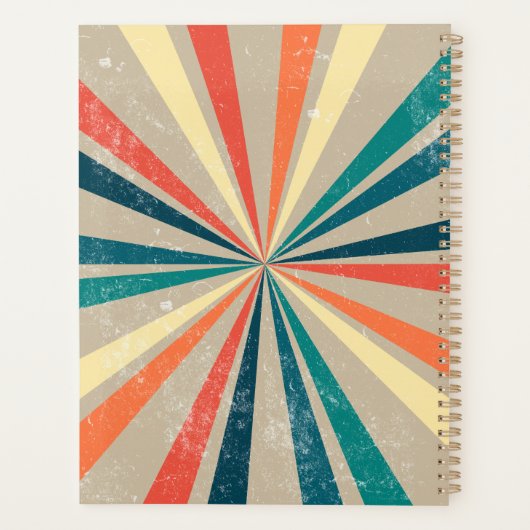 Farbenfrohe Retro-Regenbogen Sunburst Termin Buch Planer (Rückseite)