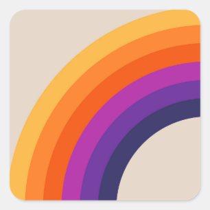 Farbenfrohe Retro-Regenbogenkunst Quadratischer Aufkleber