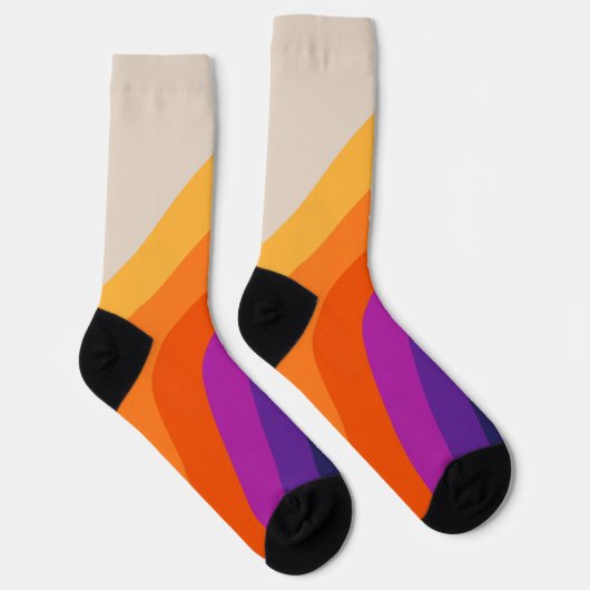 Farbenfrohe Retro-Regenbogenkunst Socken (Rechts)
