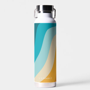 Farbenfrohe Retro-Regenbogenwellen Personalisiert Trinkflasche