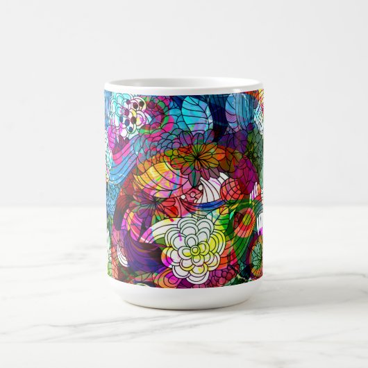 Farbenfrohe Retro Romantische BlumenCollage Kaffeetasse (Mittel)