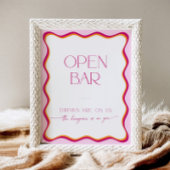 Farbenfrohe Retro Rosa Orange Wavy Border Open Bar Sockelschild