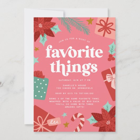 Farbenfrohe Retro Rosa Urlaub Lieblingsessen Party Einladung (Vorderseite)