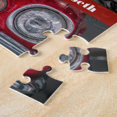 Farbenfrohe Retro Rote Ästhetik Foto Collage Name Puzzle (Seite)