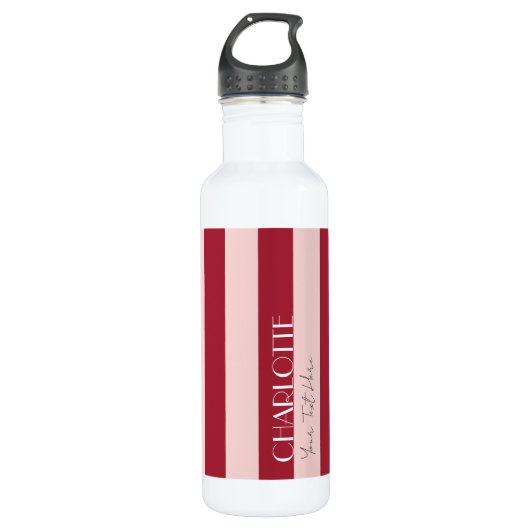 Farbenfrohe Retro Rote Farbblockstreifen Edelstahlflasche (Vorderseite)