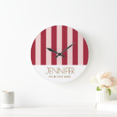 Farbenfrohe Retro Rote Farbe Moderne Streifen Große Wanduhr (Zuhause)