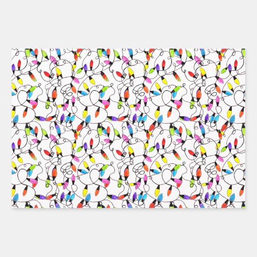 Farbenfrohe Retro-Saitenleuchten Geschenkpapier Set (Vorderseite 3)