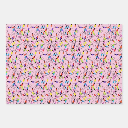 Farbenfrohe Retro-Saitenleuchten Geschenkpapier Set (Vorderseite 2)