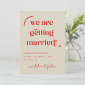 Farbenfrohe Retro Save the Date Einladung (Stehend Vorderseite)