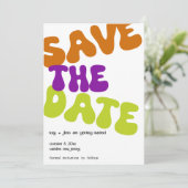 Farbenfrohe Retro Save the Date Hochzeitsankündigu Einladung (Stehend Vorderseite)