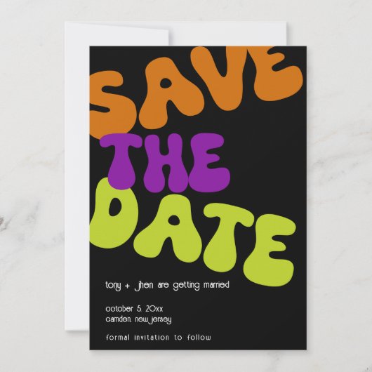 Farbenfrohe Retro Save the Date Hochzeitsankündigu Einladung (Vorderseite)