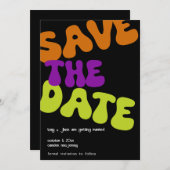 Farbenfrohe Retro Save the Date Hochzeitsankündigu Einladung (Vorne/Hinten)
