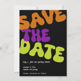 Farbenfrohe Retro Save the Date Hochzeitsankündigu Einladung