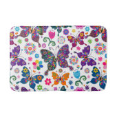 Farbenfrohe Retro-Schmetterlinge & Blume Muster Badematte (Vorderseite)