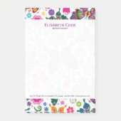 Farbenfrohe Retro-Schmetterlinge & Blume Muster Post-it Klebezettel (Vorderseite)