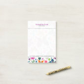 Farbenfrohe Retro-Schmetterlinge & Blume Muster Post-it Klebezettel (Auf Schreibtisch)