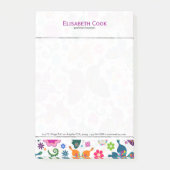 Farbenfrohe Retro-Schmetterlinge & Blume Muster Post-it Klebezettel (Vorderseite)