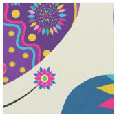 Farbenfrohe Retro-Schmetterlinge & Blume Muster Stoff (Nahaufnahme)