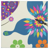 Farbenfrohe Retro-Schmetterlinge & Blume Muster Stoff (Muster)