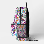Farbenfrohe Retro-Schmetterlinge Muster auf Weiß Bedruckter Rucksack (Rechts)