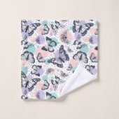 Farbenfrohe Retro-Schmetterlinge Muster. Badhandtuch Set (Waschlappen)