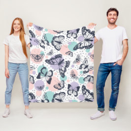 Farbenfrohe Retro-Schmetterlinge Muster. Fleecedecke