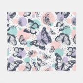 Farbenfrohe Retro-Schmetterlinge Muster. Fleecedecke (Vorderseite (Horizontal))