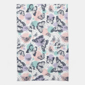 Farbenfrohe Retro-Schmetterlinge Muster. Geschirrtuch (Vertikal)