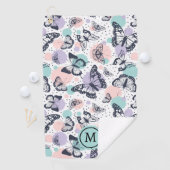 Farbenfrohe Retro-Schmetterlinge Muster. Golfhandtuch (Insitu)