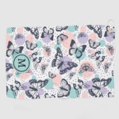 Farbenfrohe Retro-Schmetterlinge Muster. Golfhandtuch (Horizontal)