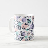 Farbenfrohe Retro-Schmetterlinge Muster. Kaffeetasse (Vorderseite Links)