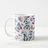 Farbenfrohe Retro-Schmetterlinge Muster. Kaffeetasse (Links)
