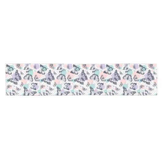 Farbenfrohe Retro-Schmetterlinge Muster. Kurzer Tischläufer (Horizontal)