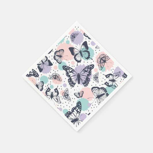 Farbenfrohe Retro-Schmetterlinge Muster. Serviette (Ecke)