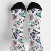 Farbenfrohe Retro-Schmetterlinge Muster. Socken (Oben)
