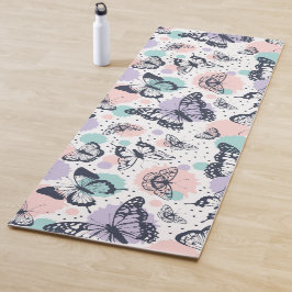 Farbenfrohe Retro-Schmetterlinge Muster. Yogamatte