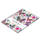 Farbenfrohe Retro-Schmetterlinge und Blume-Muster Notizblock (Linke Seite)