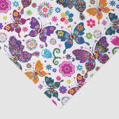 Farbenfrohe Retro-Schmetterlinge und Blume Muster Seidenpapier (Ausschnitt)