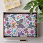 Farbenfrohe Retro-Schmetterlinge und Blume Muster Seidenpapier (Geschenk)