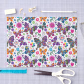 Farbenfrohe Retro-Schmetterlinge und Blume Muster Seidenpapier (Handwerk)