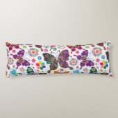 Farbenfrohe Retro-Schmetterlinge und Blume-Muster Seitenschläferkissen (Rückseite)
