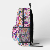 Farbenfrohe Retro-Schmetterlingsmuster auf rosa Bedruckter Rucksack (Rechts)