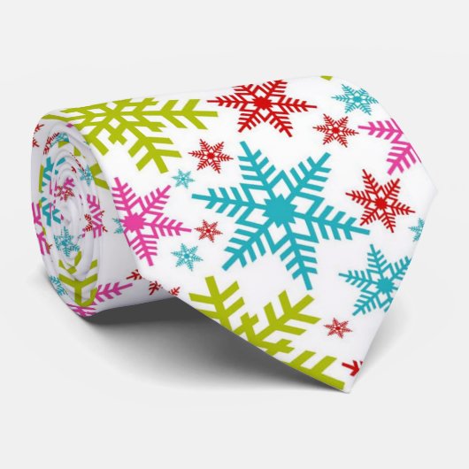 Farbenfrohe Retro-Schneeflocken Weihnachten Krawatte (Gerollt)