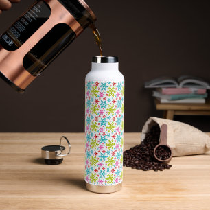 Farbenfrohe Retro-Schneeflocken Weihnachten Trinkflasche