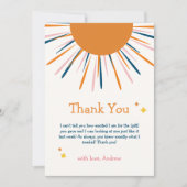 Farbenfrohe Retro-Sonnenschein-Babydusche Dankeskarte (Vorderseite)