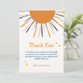 Farbenfrohe Retro-Sonnenschein-Babydusche Dankeskarte (Stehend Vorderseite)